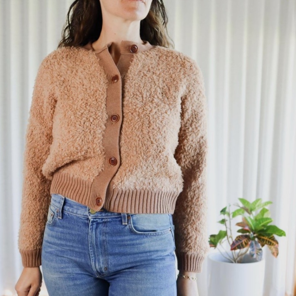 Alex Mill Cozy Textured Cardigan in Camel
